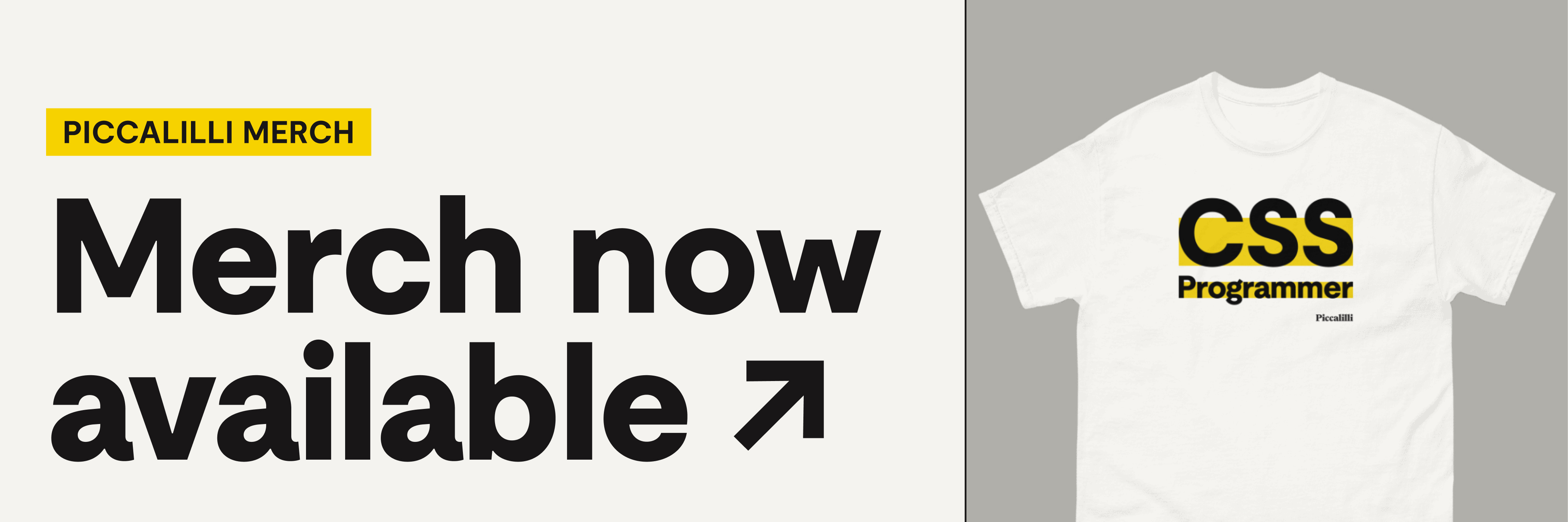 Merch available now. CSS programmer t-shirt is on display