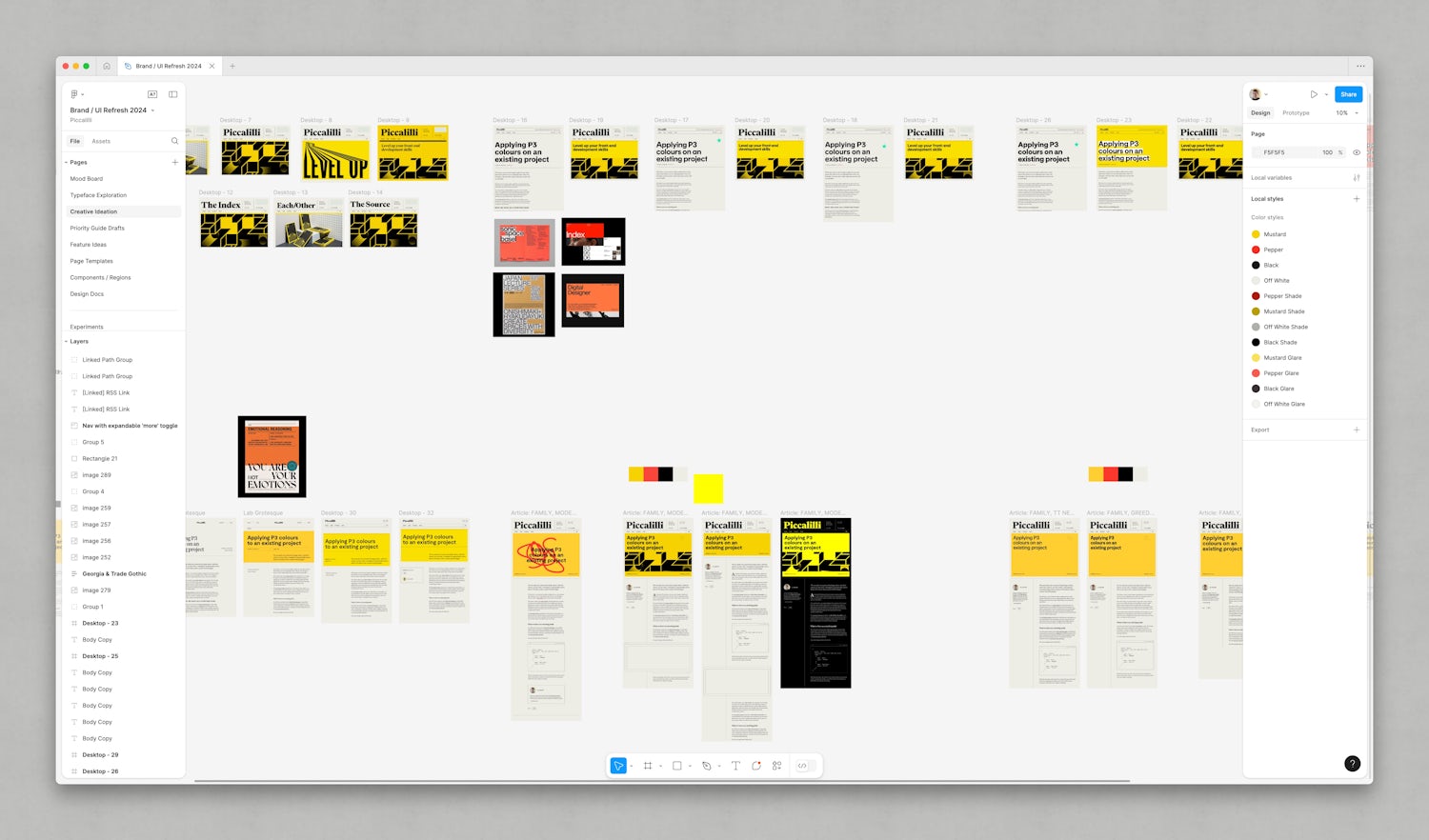 The creative ideation board which is a mess of loads of different visual concepts together