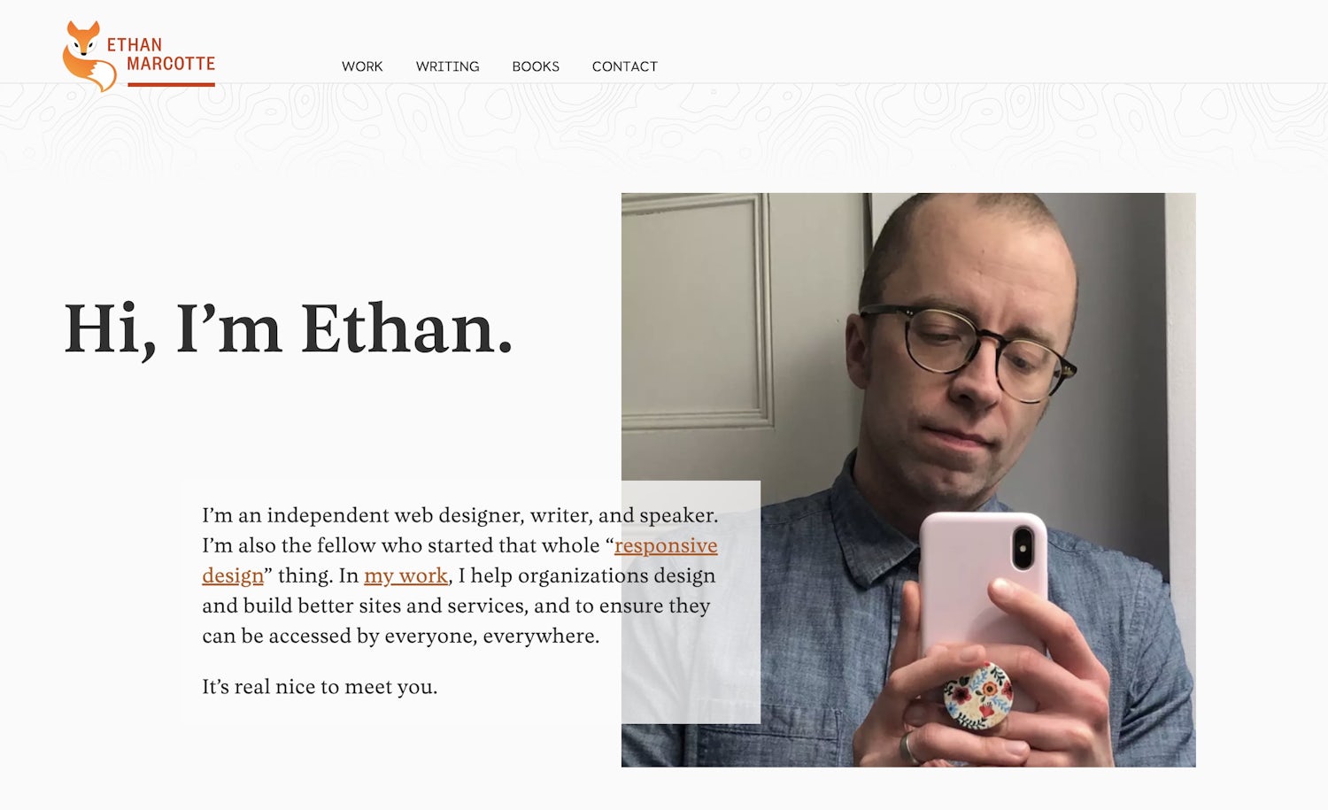 Ethan’s homepage with a lovely grid layout