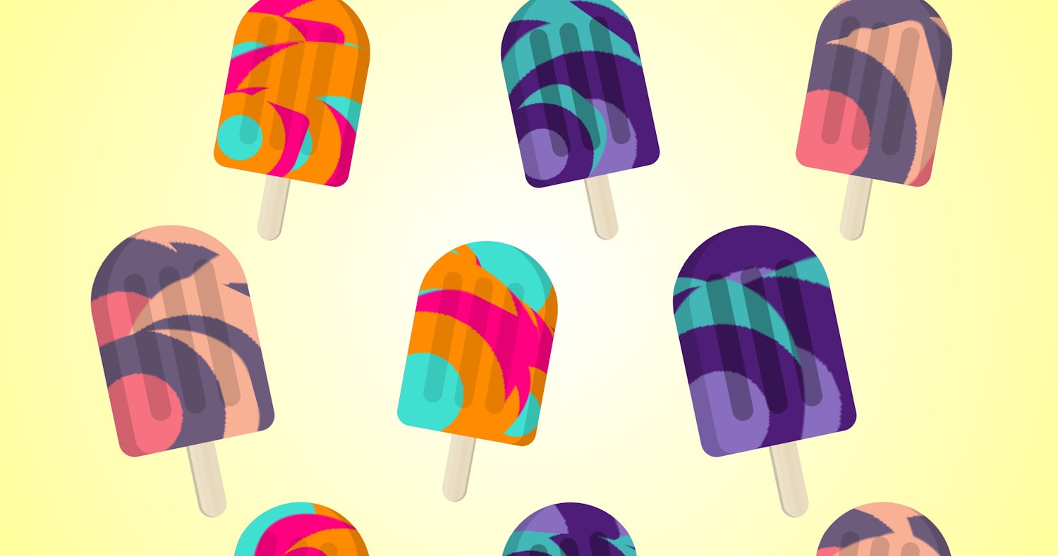 Lots of multicoloured popsicles made with CSS