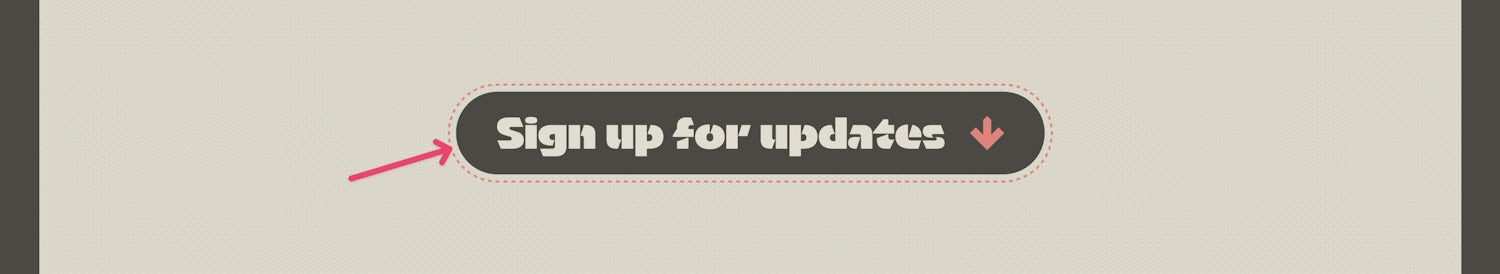 A button on the JavaScript for Everyone landing page featuring a thin dashed offset outline in red