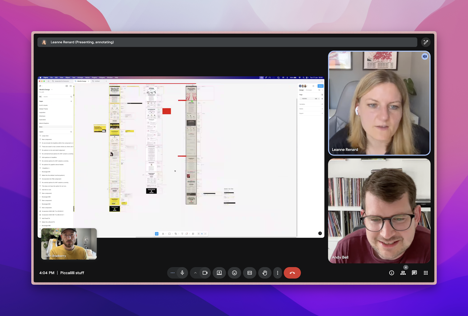 Leanne and Andy watch Jason present in a Google Meet call