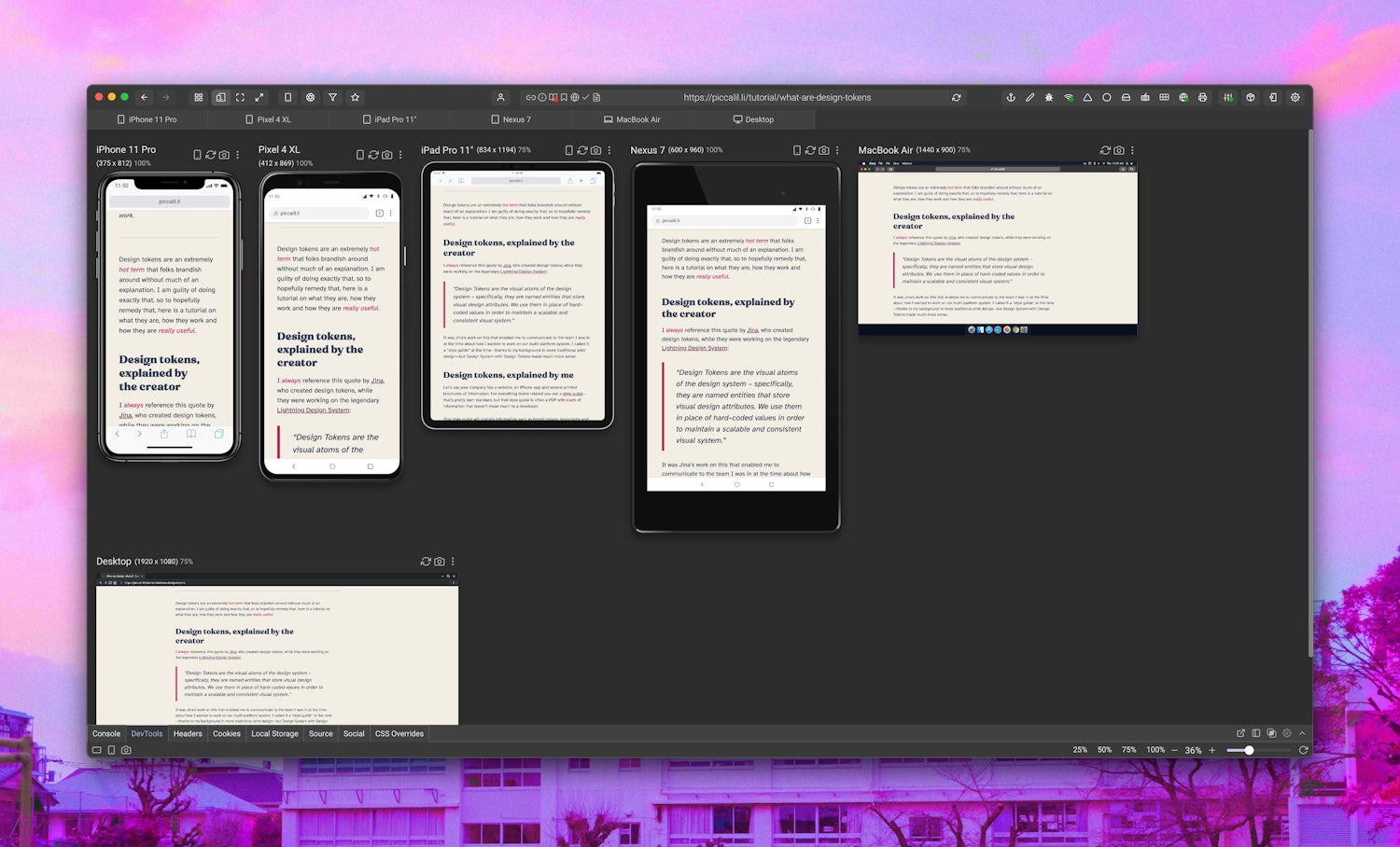 An article where the content has much more room horizontally