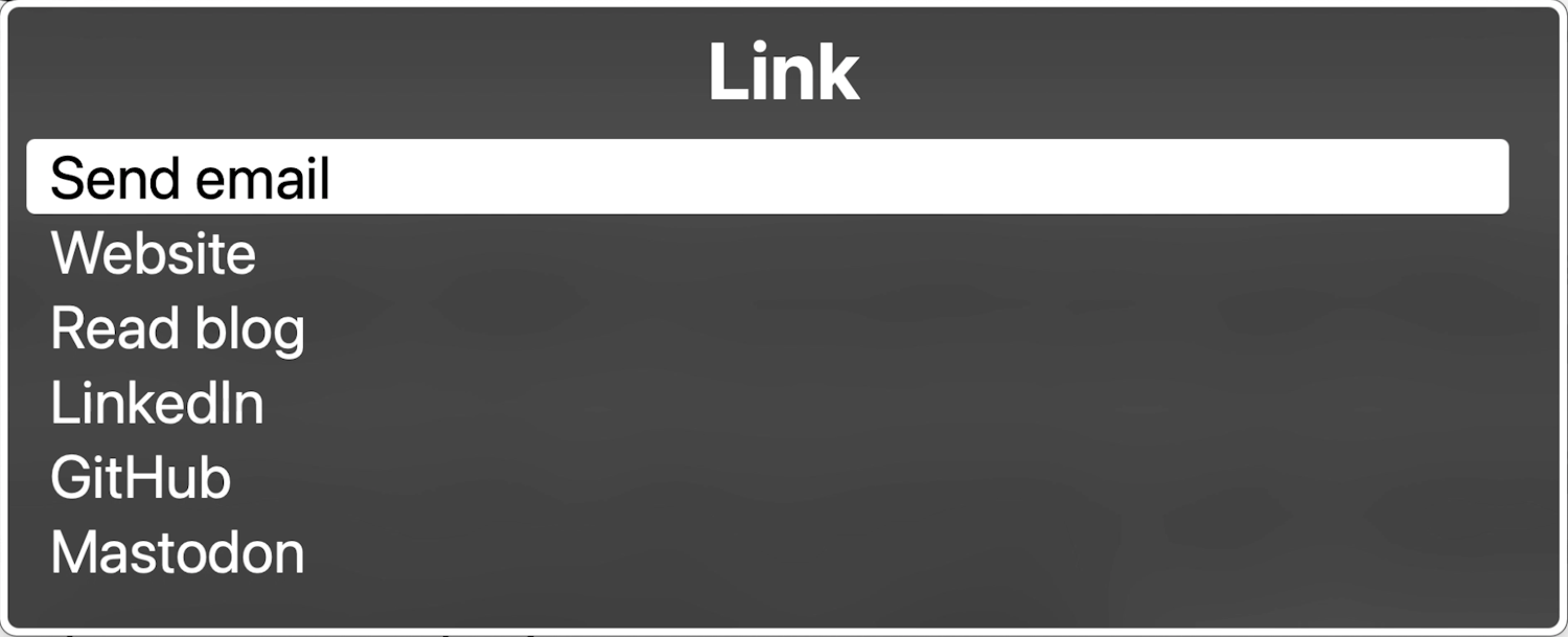 “Link” section of the VoiceOver Rotor feature showing six links.