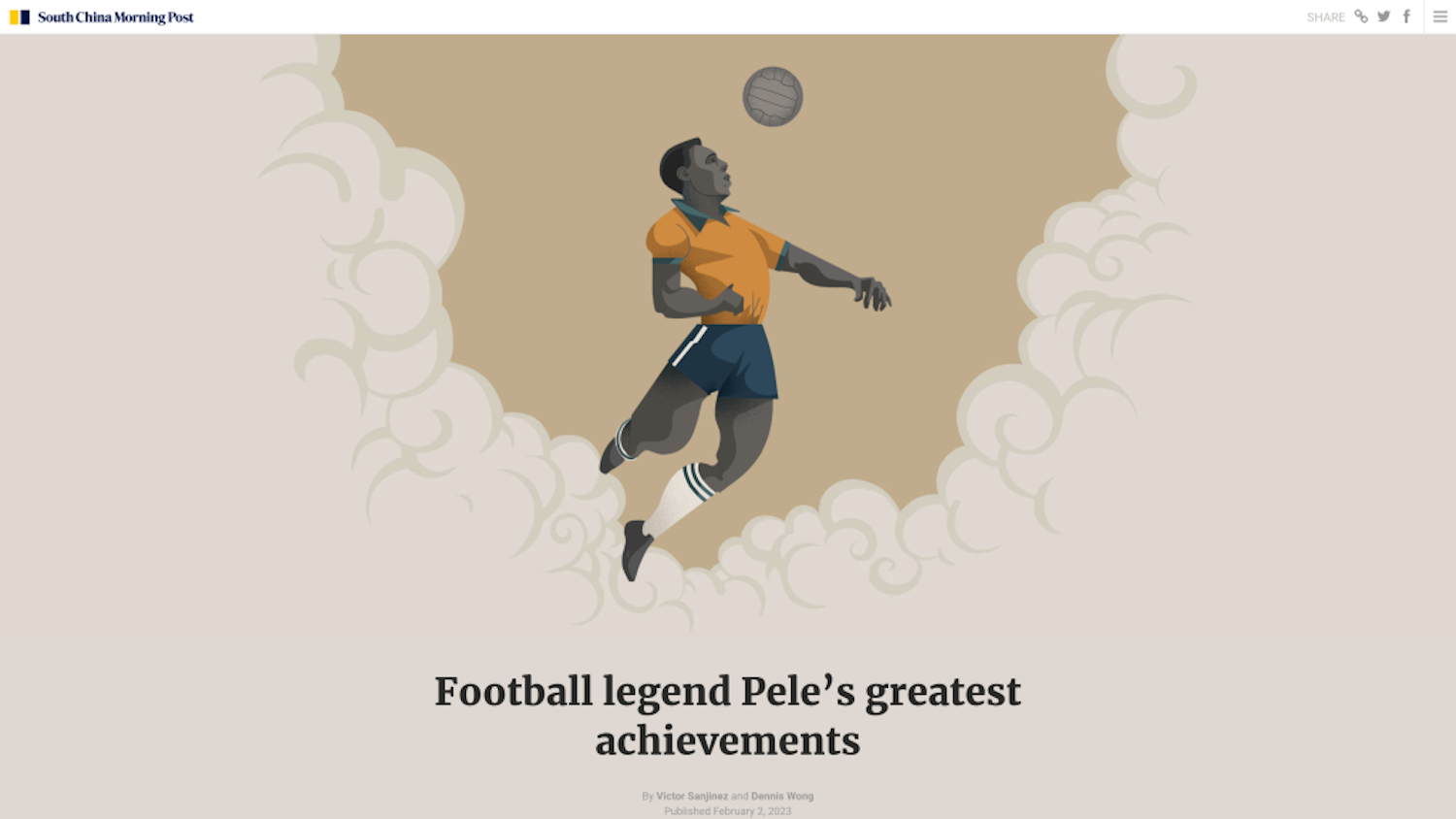 The landing screen of the Pele story site