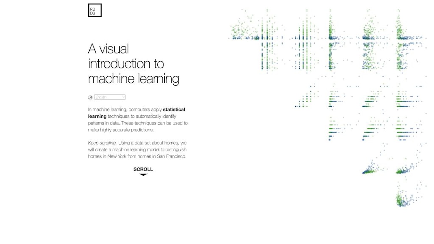 A visual introduction to machine learning landing screen