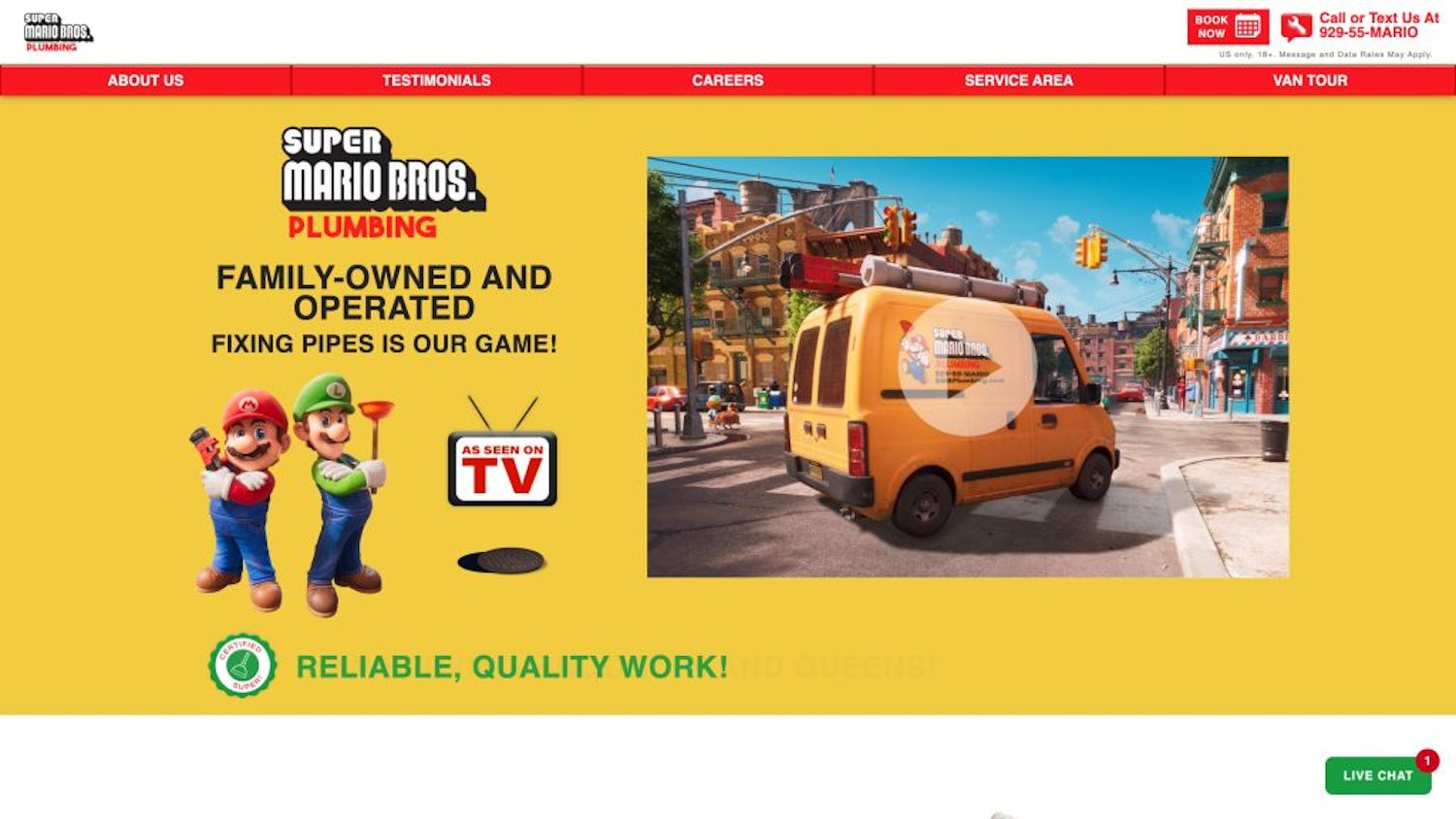 The Super Mario Bro. plumbing homepage