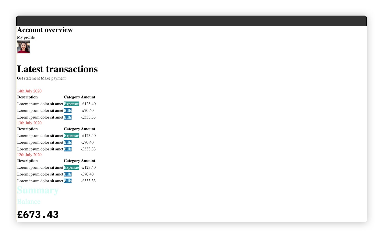 The site with mostly default styles, but typography looks neater