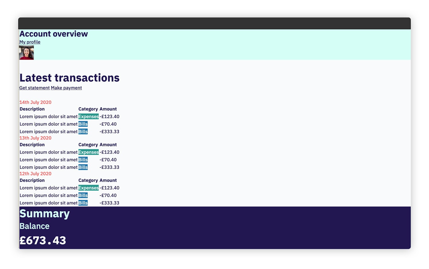 The site now looks much better with design tokens implemented that affect colour and type